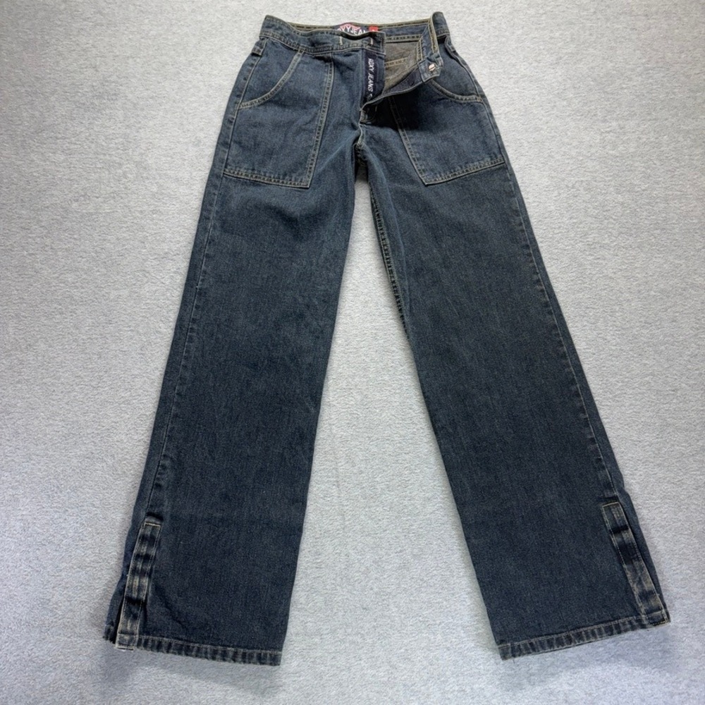 Vintage Roxy Quiksilver Wide Leg Jeans Womens 1 Dark Wash Y2K Skater Denim